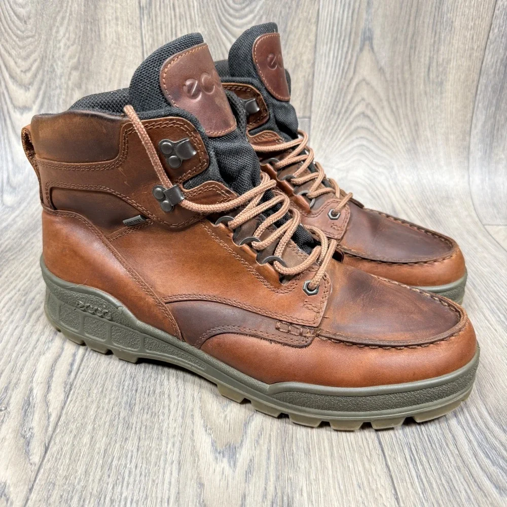 ECCO Track II Gore-Tex Boots Men 47 Brown Leather Waterproof Hiking 309088